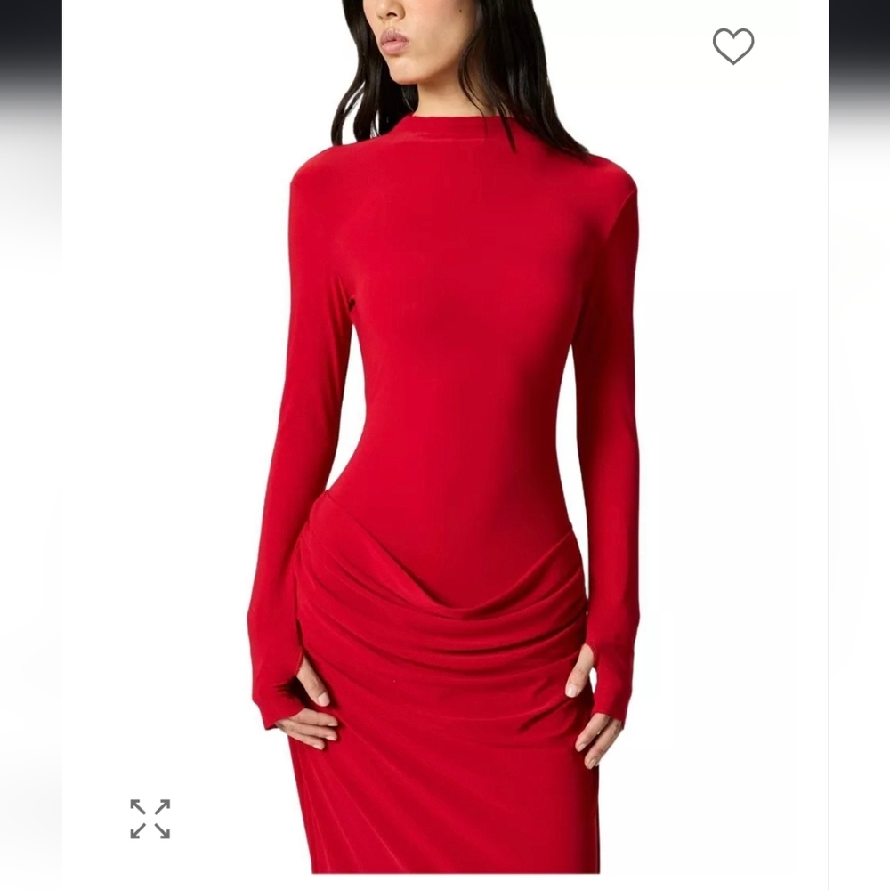 Chic Scarlet Long Sleeve Dress - Picture 2 of 9